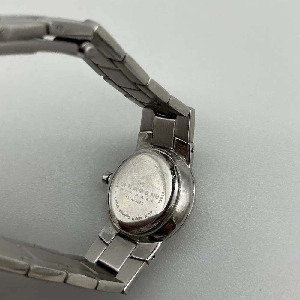 Skagen Womens Watch 22mm Pink MOP Dial Stainless Crystals New Battery 6